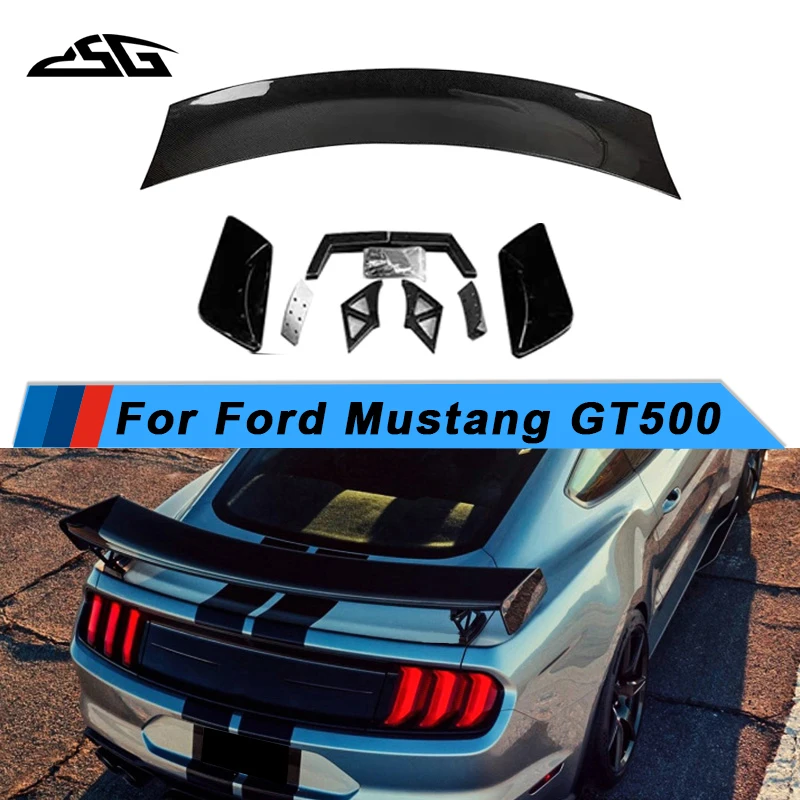 

Carbon Fibre Rear Trunk Lid Spoiler Tail Wing For Ford Mustang GT500 Car Rear Spoiler Tail Fins Trunk Lid Upgrade
