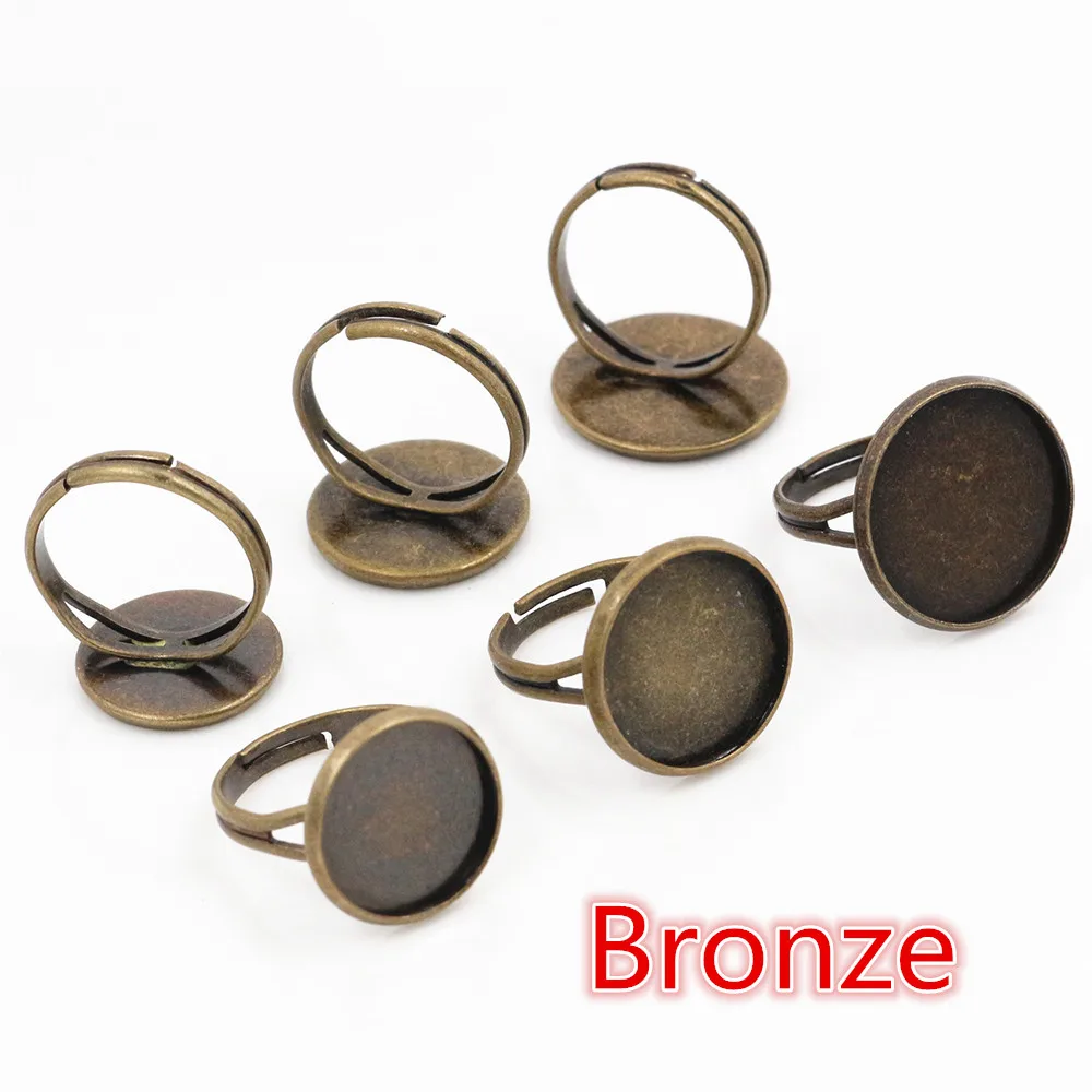 10pcs Multi-Color Plated Brass Adjustable Ring Settings with 8 Color Options