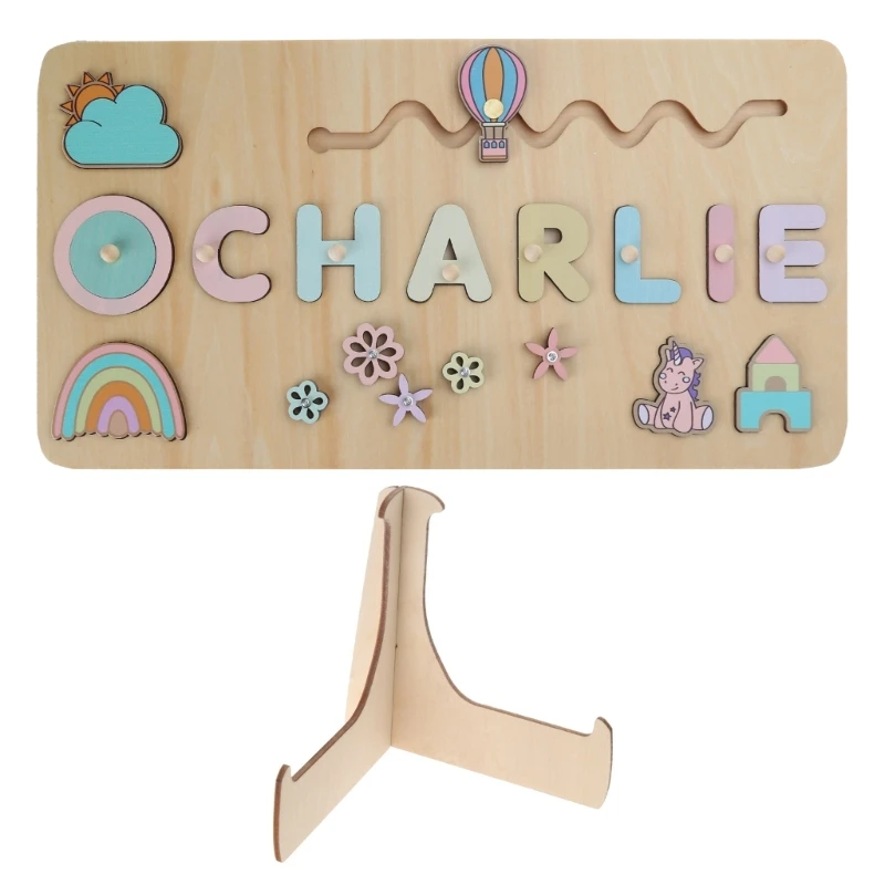 Wooden Puzzle for Toddler Name Puzzle Color Sorting Toy Learning Board Preschool Kids Educational Toy 2