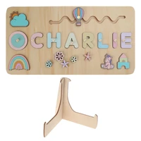 Wooden Puzzle for Toddler Name Puzzle Color Sorting Toy Learning Board Preschool Kids Educational Toy 2