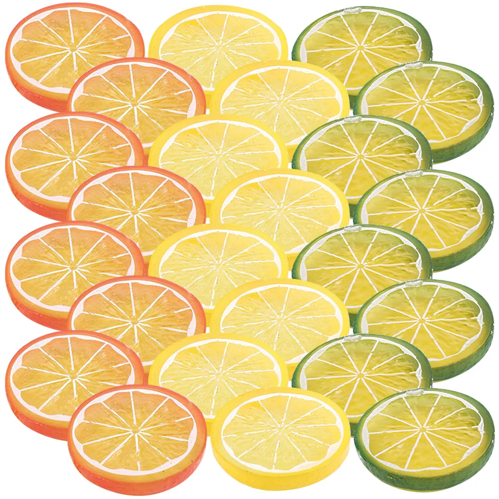 

24 Pcs Model Imitation Lemon Slice Plastic Ornaments Artificial Vegetables Fruits Pvc Simulation Decors