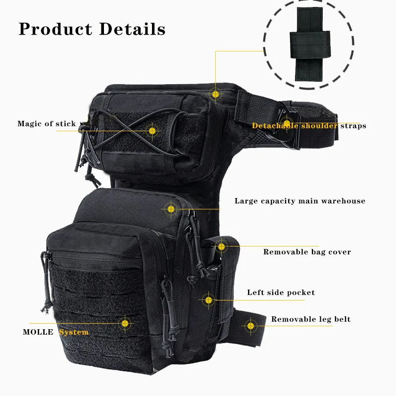 Tactical Leg Bag Durable Nylon Utility Tool Belt Pack Pouch Adjustable Eco Waist Outdoor Hunting Multifunctional Bags 3