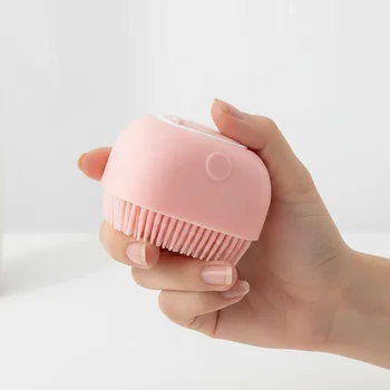 Pet Massage Brush Shampoo Dispenser Soft Silicone Brush Rubber Bristle for Dogs and Cats Shower Grooming Tool 1