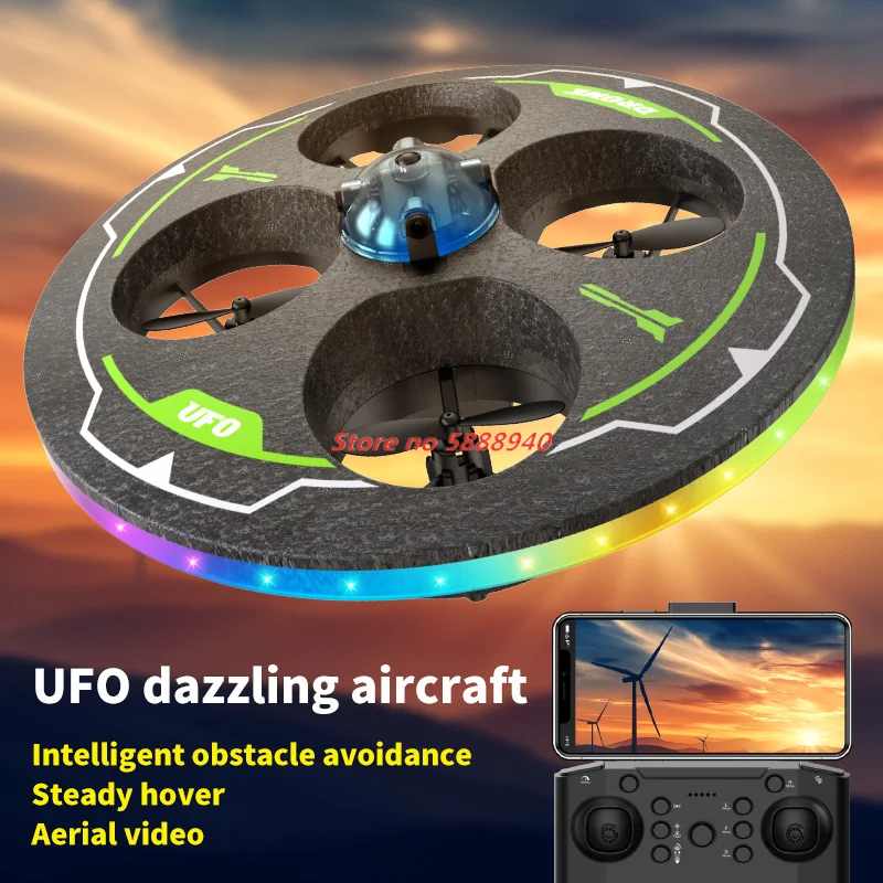플라잉 폼 WIFI FPV 원격 조종 쿼드콥터 2.4G 스마트 장애물 회피 자세 유지 360 ° 컬러풀한 LED RC 드론 선물