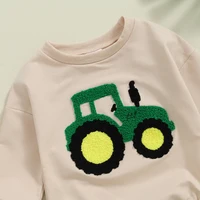 2024-05-08 Lioraitiin Baby Girls Boys Autumn Romper Long Sleeve Crewneck Tractor Embroidery Casual Playsuit 4