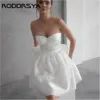 RODDRSYA Lace Mini Strapless Wedding Dresses Satin A-Line Sleeveless Brial Gowns With Bow Backless свадебное платье Custom 2