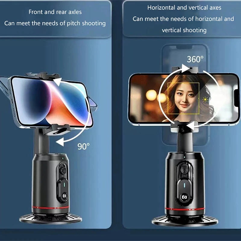 360 회전 짐벌 스태빌라이저, 추적 셀카 데스크탑 얼굴 추적 짐벌, 틱톡 스마트폰 라이브용, 원격 셔터 포함