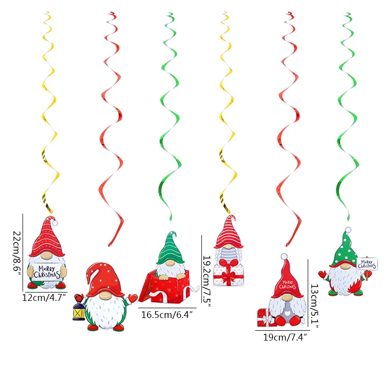 thumbnail image 1 of 6 piezas de guirnaldas colgantes en espiral de papel de aluminio navideño para colgar en el techo, pancarta con forma de campana de alce de Papá Noel para fiesta de Navidad, decoración del hogar y la, 1 of 5