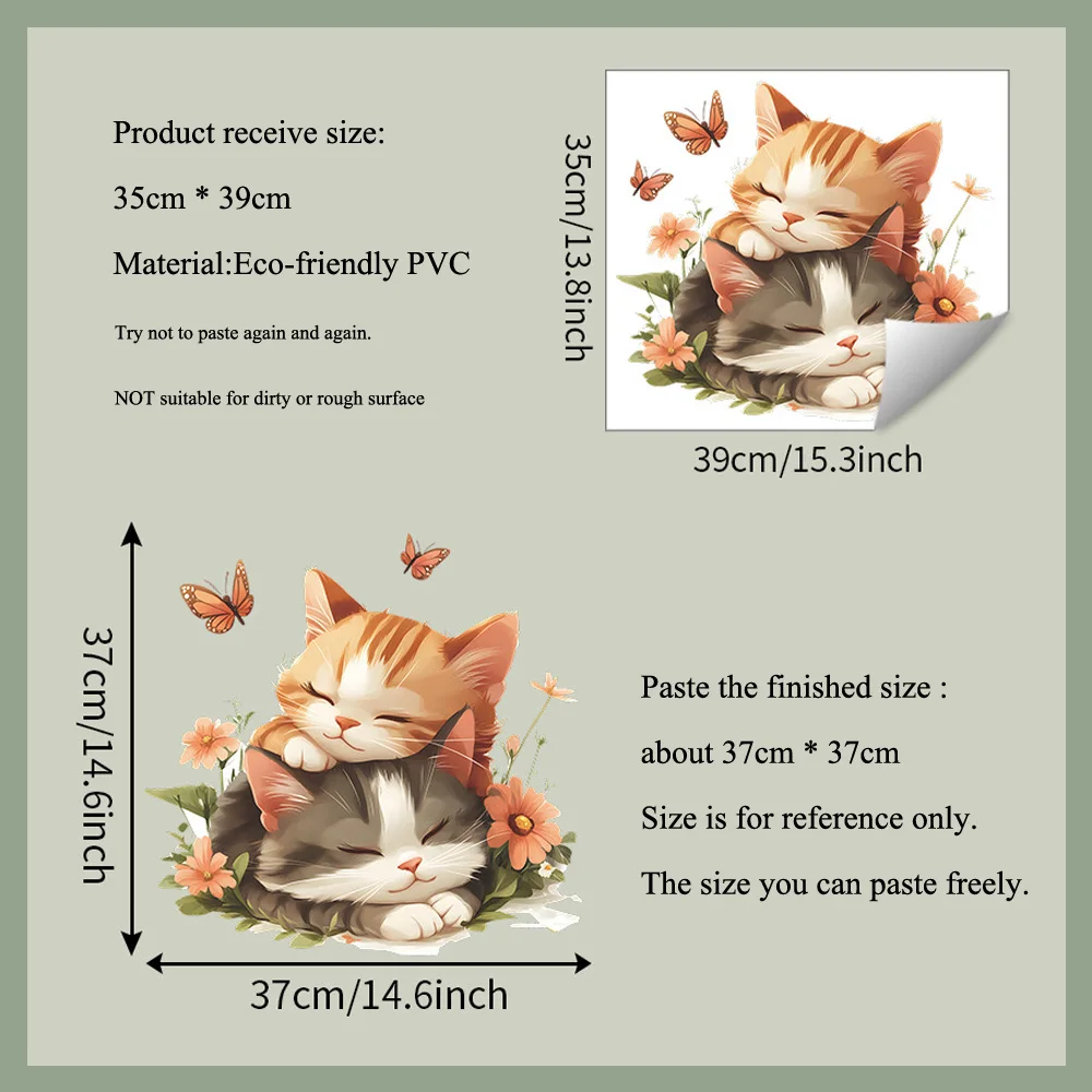 Wall Stickers Luminous Wall Stickers Vinyl Decal Stickers Cartoon Cute Cat Sleeping Wall Sticker Kids Room Background Decor Mural For Baby Bedroom Home Decoration Self-adhesive Wallpaper