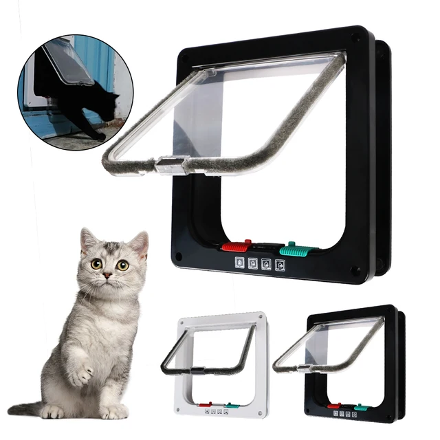ABS Plastic With 4 Way Lock Security Flap Door Small Pet Supplies Cat Puppy Safety Gate For Dog Cat Kitten Dog Cat Flap Door ABS Plastic With 4 Way Lock Security Flap Door Small Pet Supplies Cat Puppy Safety Gate For Dog Cat Kitten Dog Cat Flap Door