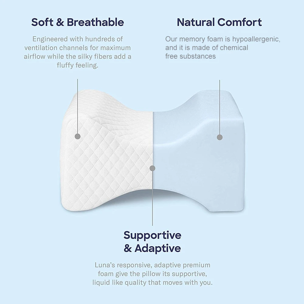  Everlasting Comfort Knee Wedge Pillow for Side Sleepers -  Contour Leg Pillow Aligns Spine & Relieves Pressure - With Strap for Back,  Hip & Knee Pain Relief : Home & Kitchen