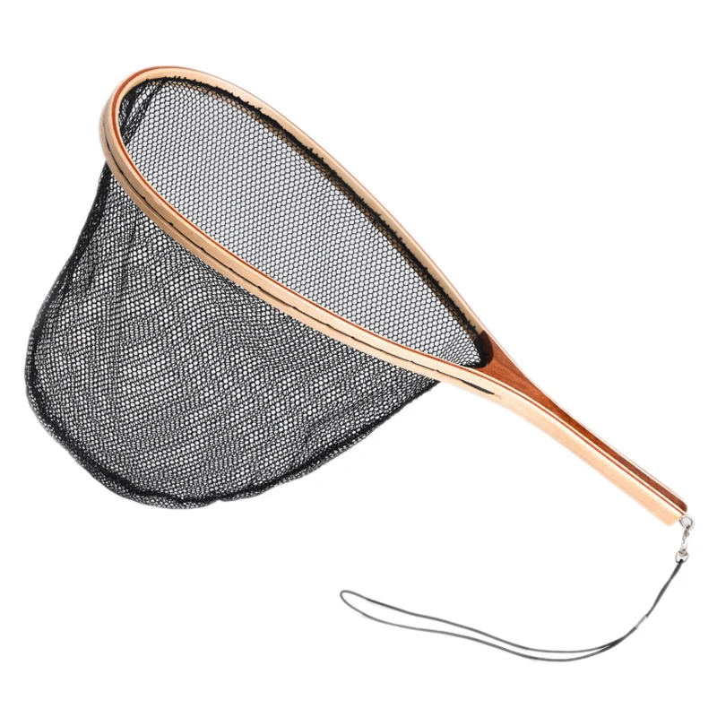 Fly Fishing Landing Net Wooden Handle Nylon Landing Handle Trout Mesh