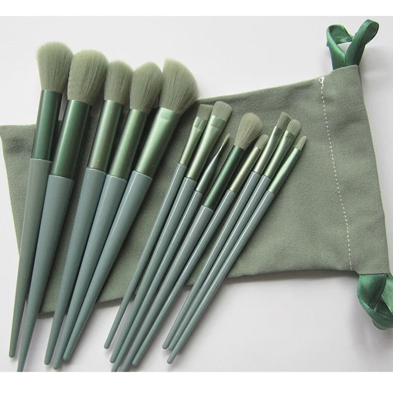 

13pcs Four Seasons Green Super Soft Velvet Bag Full Set Makeup Brush Suitable for Beginners