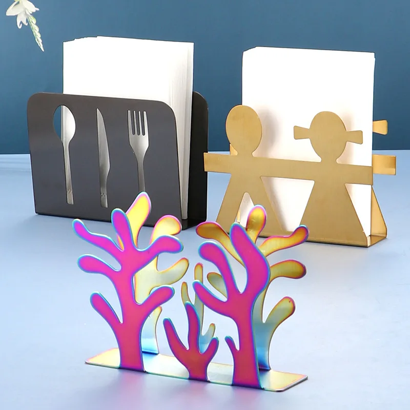 Tissue holder Stainless Steel Napkin Rack Box Dispenser Tissue Holder Plants Table Decoration Stainless Steel Napkin Rack