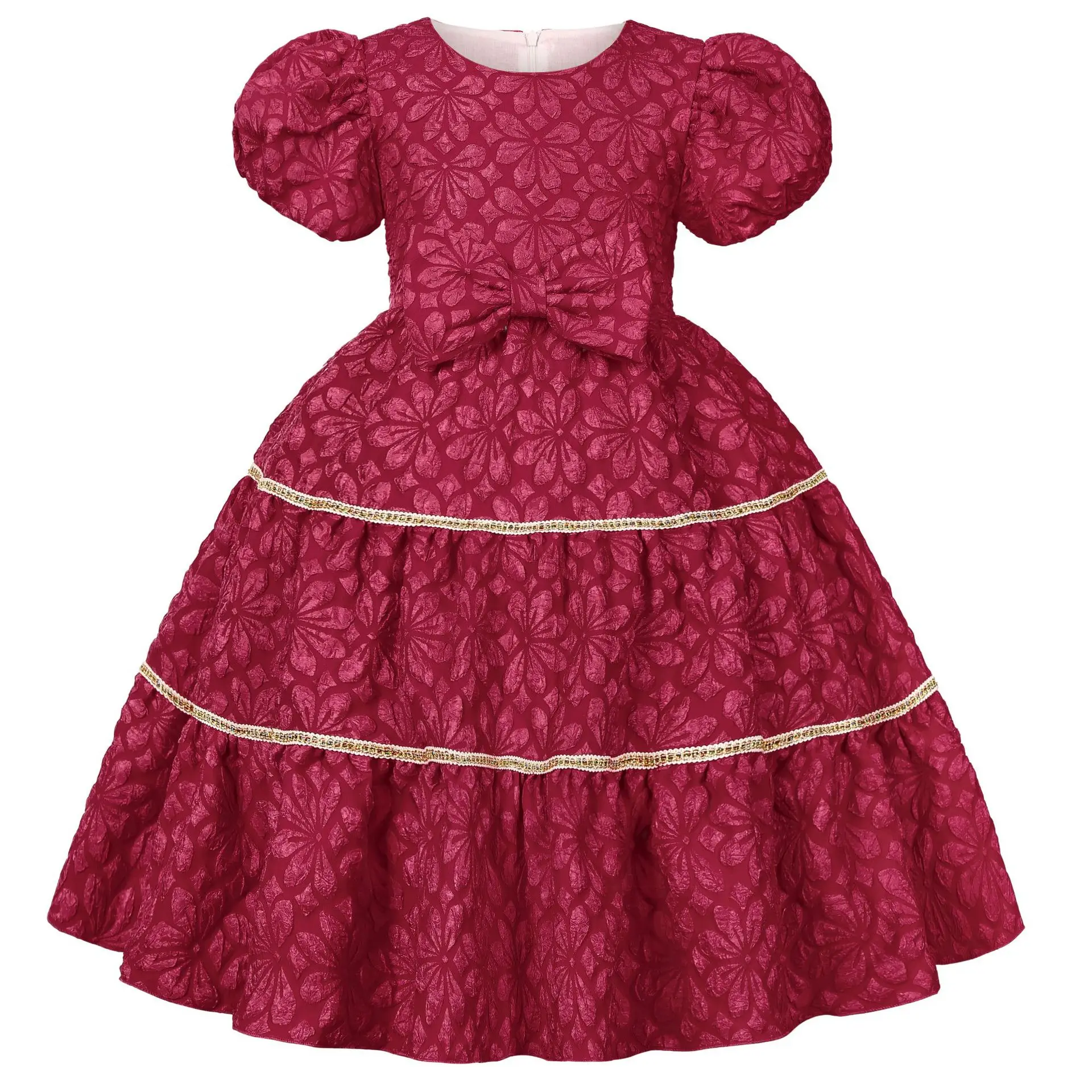 

Christmas Girl Princess Vintage Dress Thick Flower Kids Wedding Birthday Party Dresses Children Clothes vestido 2 6 8 10 Years