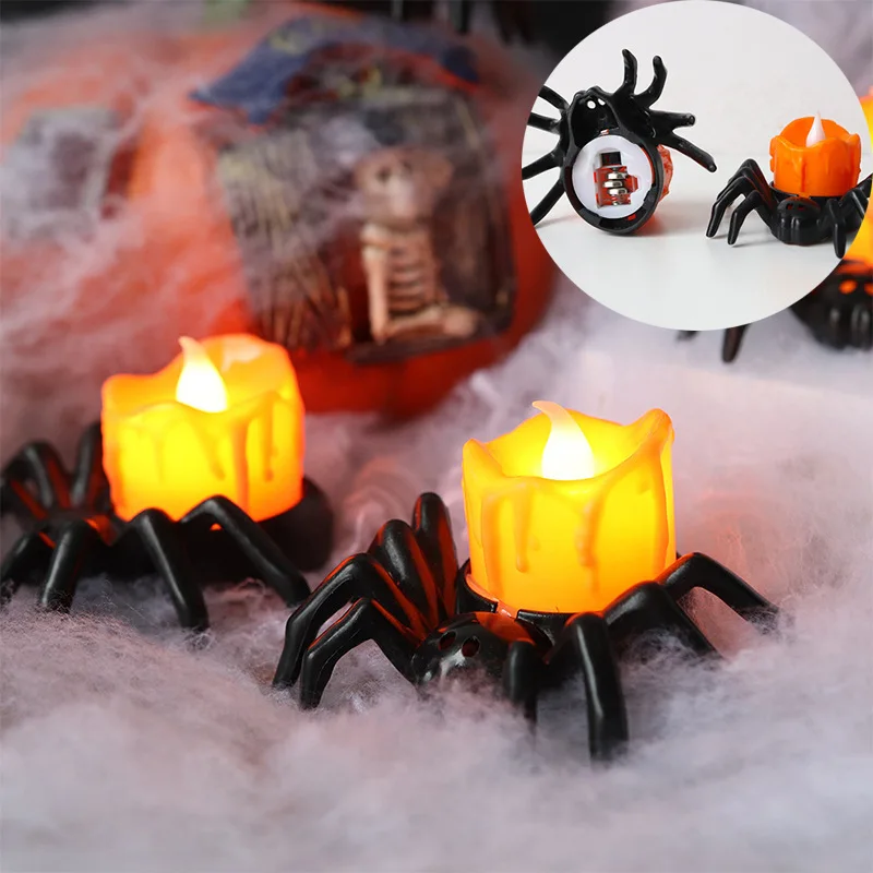 Halloween Spider Backed Candle Lamp Led Electronic Candlestick Pumpkin Lamp Decoration Atmosphere Decoration Prop