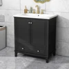 30" Bathroom Vanity with Sink Combo, Multi-functional Bathroom Cabinet with Doors and Drawer, Solid Frame and MDF Board, Black 3