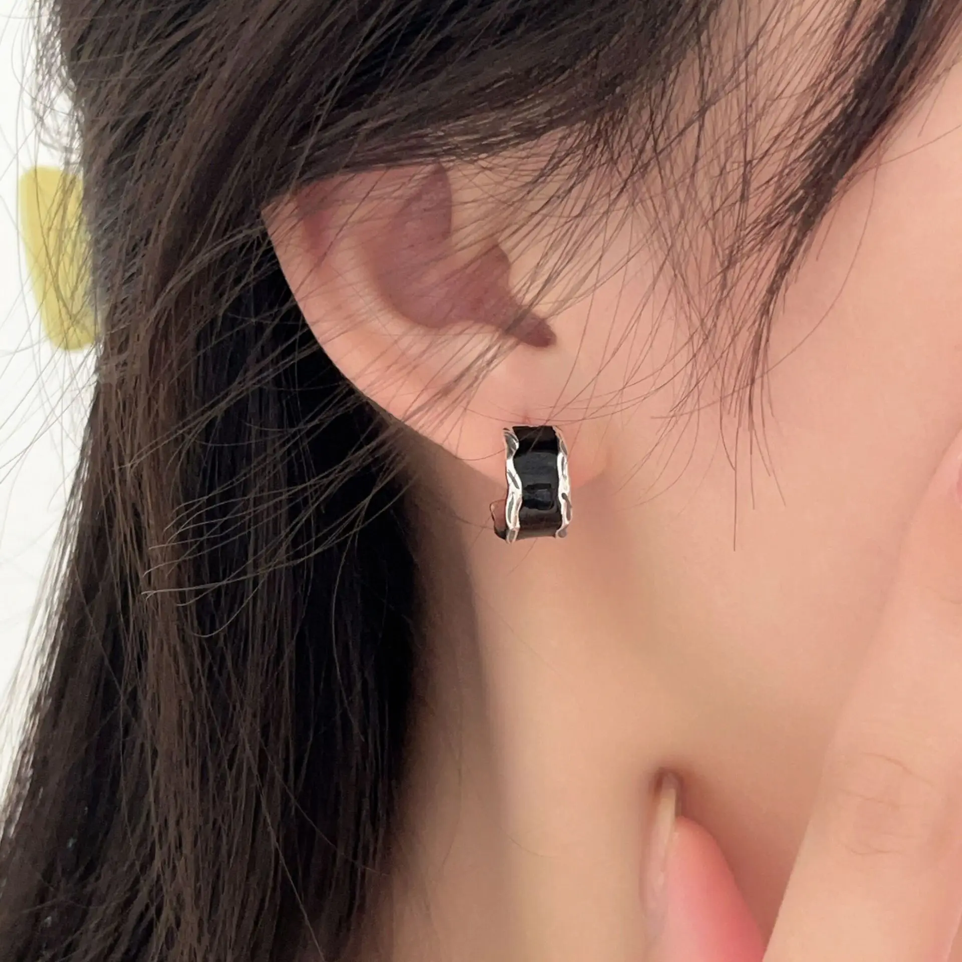 

Мужские и женские серьги из стерлингового серебра S925 пробы, Стильные черные серьги без секса, с клеем, уникальный дизайн, че636