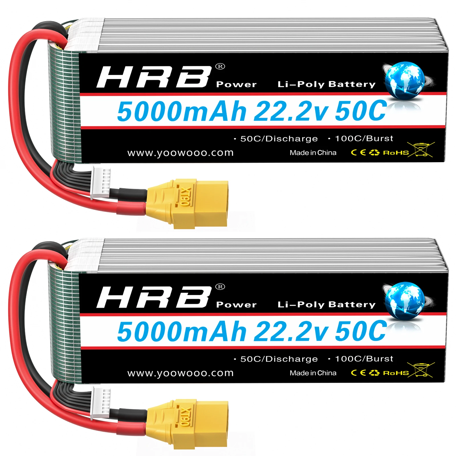 1/2PCS HRB 6S Lipo Batterie 22,2 V 5000mah Drone Batterie 50C Mit XT90 Stecker für quadcopter FlugzeugRC Auto Monster RC Drone