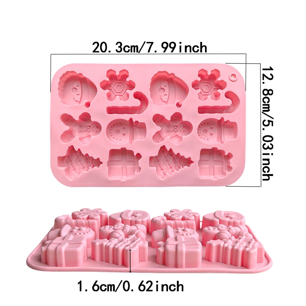 1pc 14-Cavity Christmas Chocolate Mold with Tree, Snowflake, Gingerbread Man, Snowman, ... - SKU CCM01836 - UGI Packaging