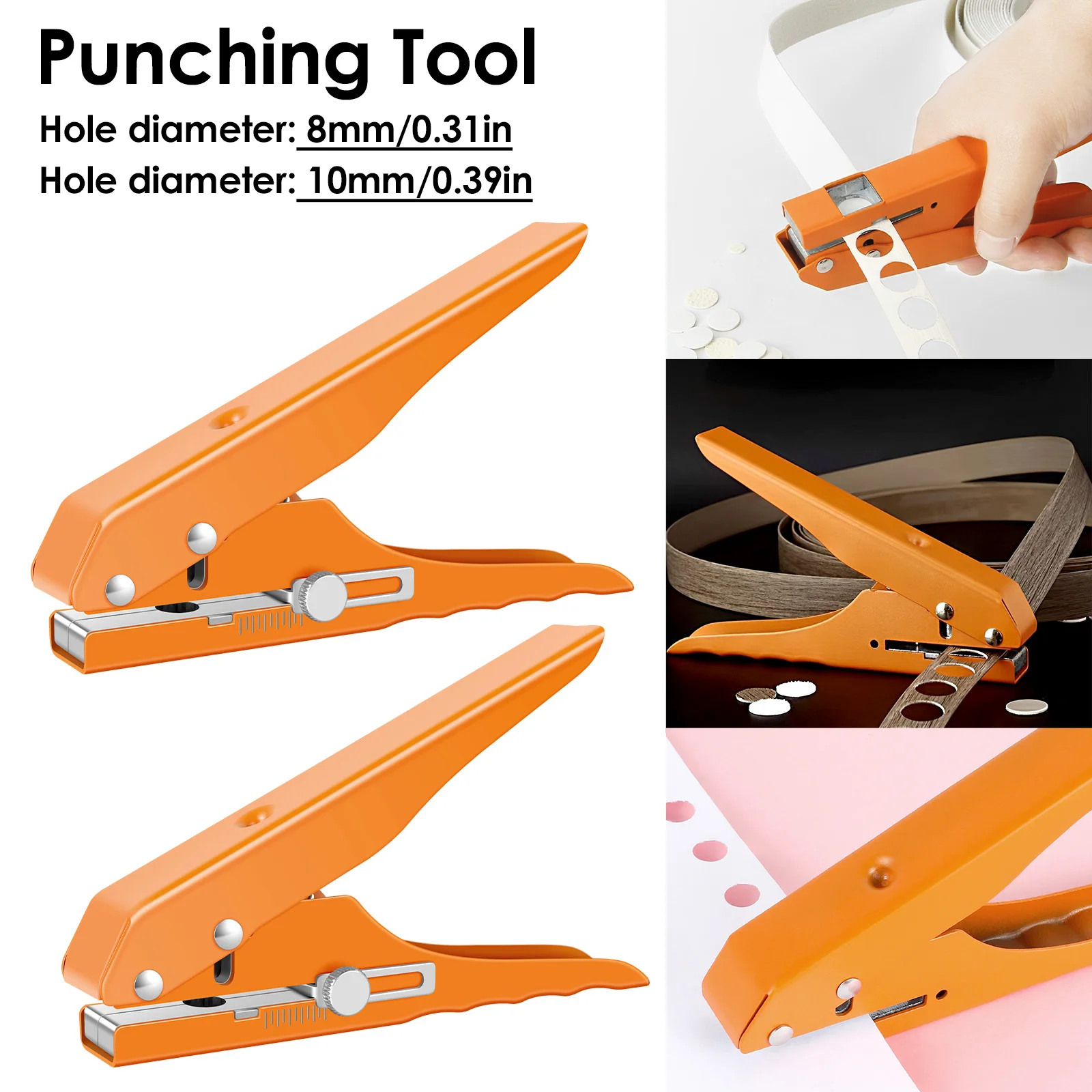 

Single Hole Punch 5/16inch 3/8inch Heavy Duty Hole Puncher Portable Hole Edge Banding Punching Plier Handheld Paper Hole Punch