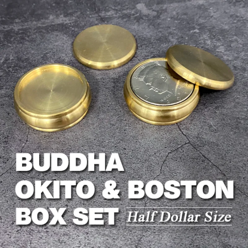 

Buddha Okito & Boston Box Set (Half Dollar Size) Magic Tricks Close Up Illusions Gimmick Props Mentalism Coin Penetrate Vanish