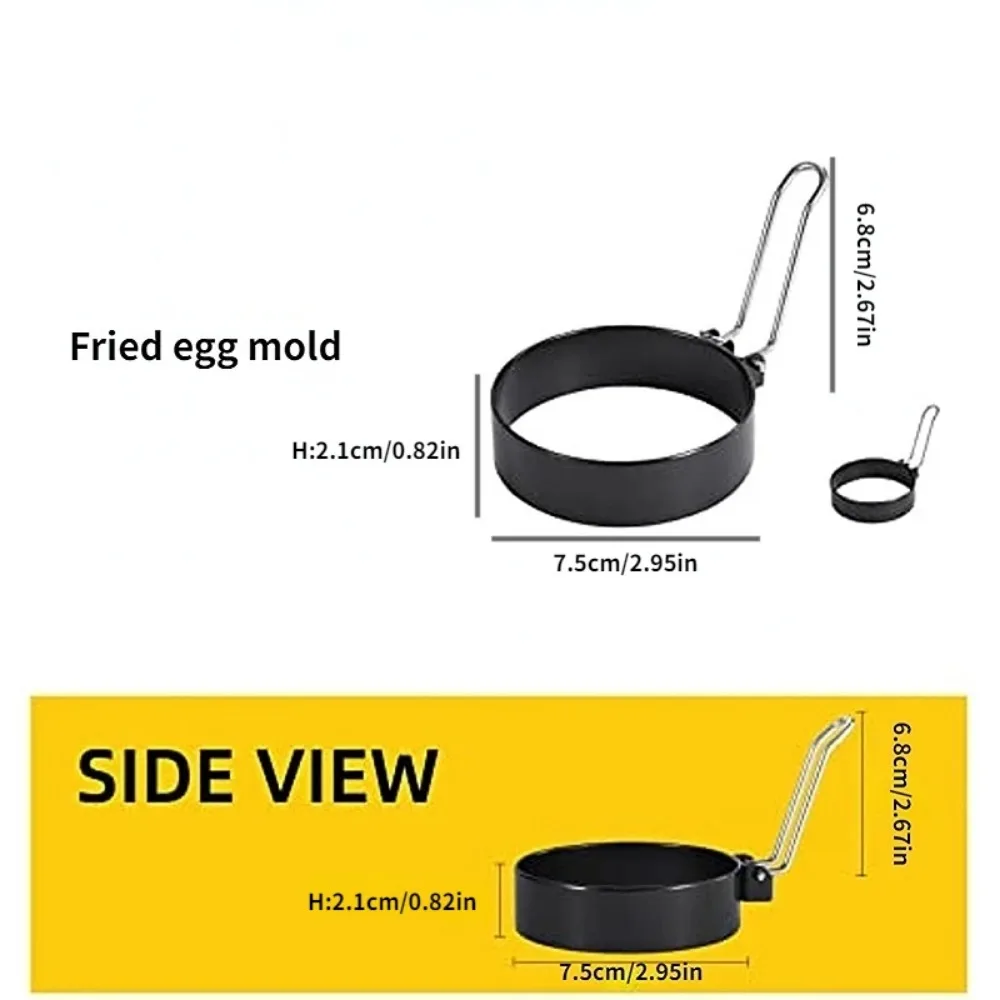 Egg Ring 2pcs Stainless Steel Non-Stick McMuffin Sandwiches Frying Shaping Eggs Household Breakfast Cooking