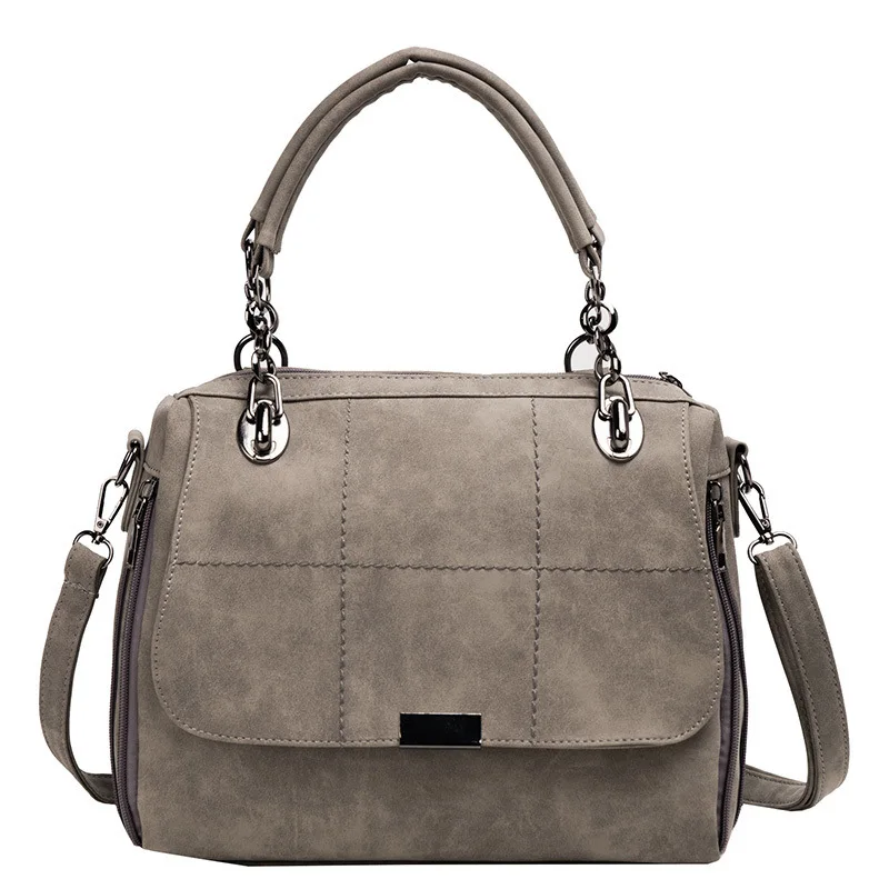 Matte Women Handbag Scrub Female Shoulder Bags Large Capacity Matcha PU Leather Lady Totes Boston Bag for Travel Hand Bags