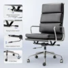Modern Soft Pad Office Chair Genuine Leather Executive Desk with Lumbar Support Ergonomic Computer Chair with Aluminum Arms 3