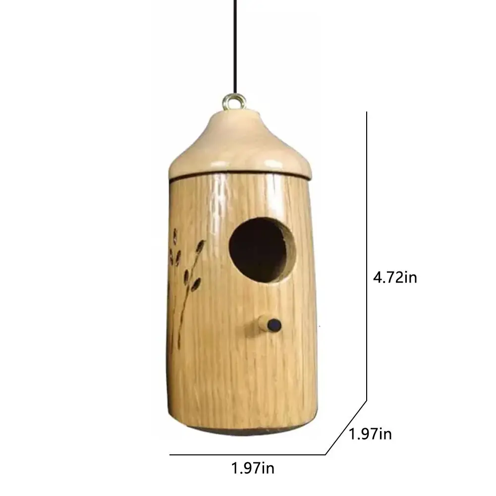 Creative Wooden Hummingbird House Outdoor Gardens Hanging Trees Wall-Mounted Hummingbird House Charming Decoration