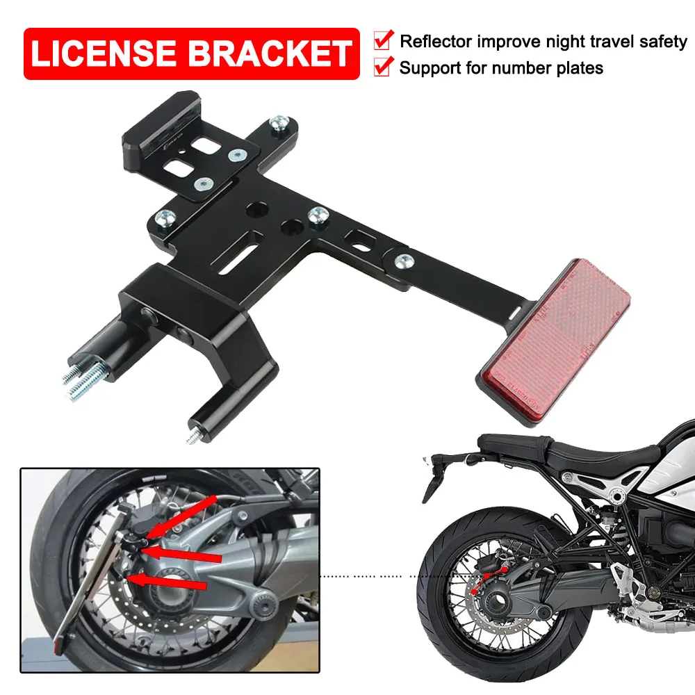 MOLONG Kennzeichenhalter Für BMW R NINET - Seitlich, Edelstahl, Mit LED-Beleuchtung