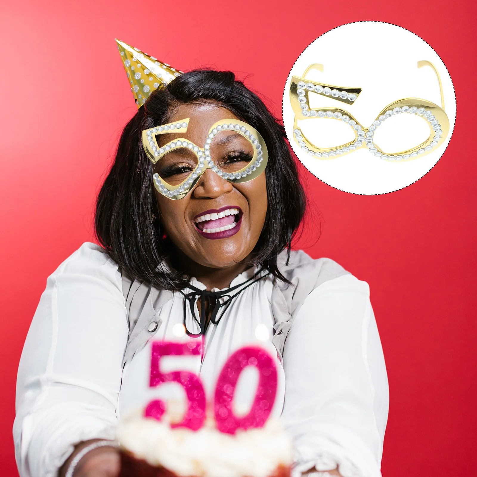 

50Th Birthday Eyeglasses Plastic Party Glasses Rhinestone Number Beaded Sunglasses 50Th Anniversary