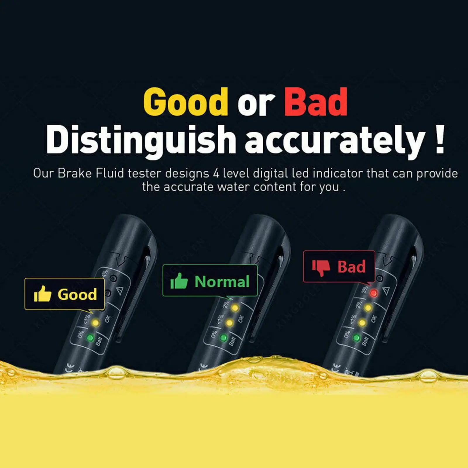 Plastic Brake Fluid Tester Tool with 5 LED Display for Car Maintenance