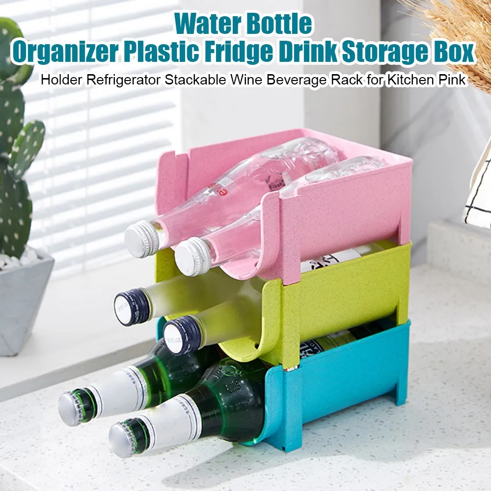 1x Water Bottle Organizer Plastic Fridge Drink Storage Box Holder  Refrigerator Stackable Wine Beverage Rack For Kitchen Tool New - AliExpress