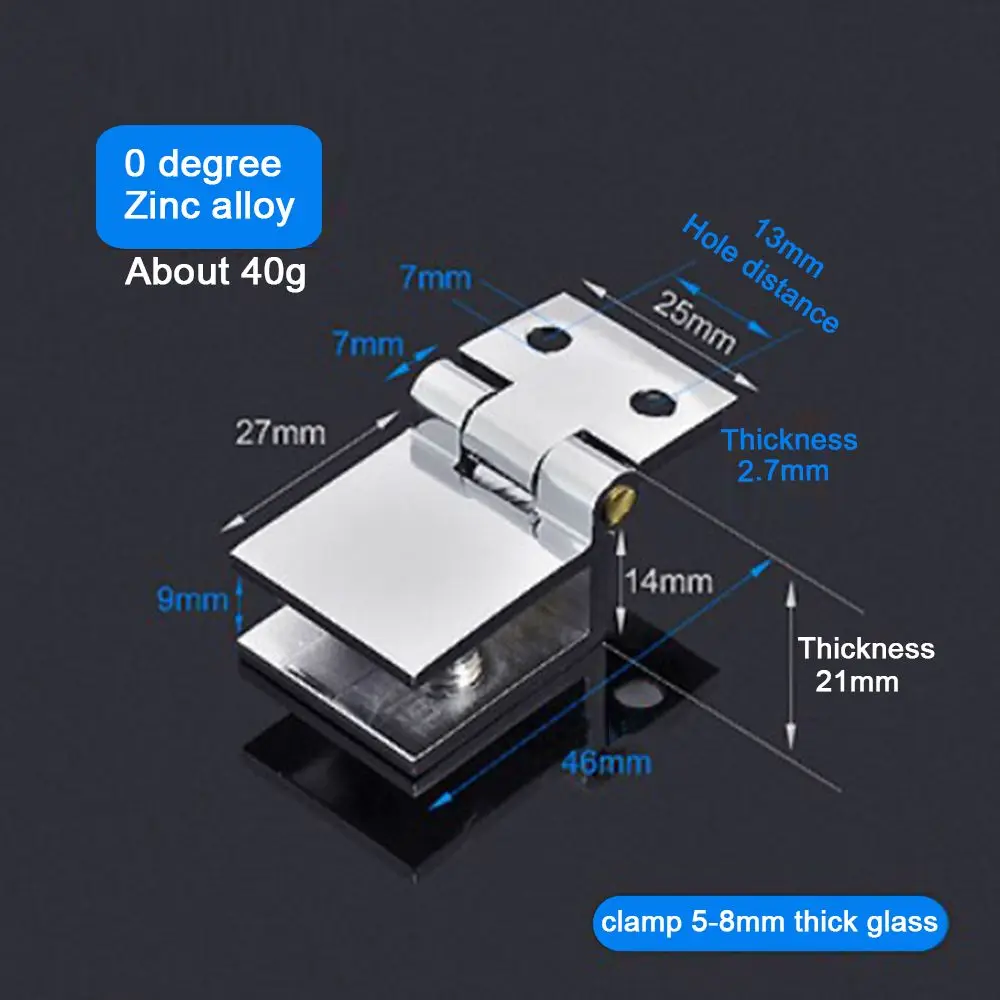 Zinc 90 180 Degree Furniture Cupboard Glass Clamp Cabinet Hinge Door Hinge Bilateral Clip