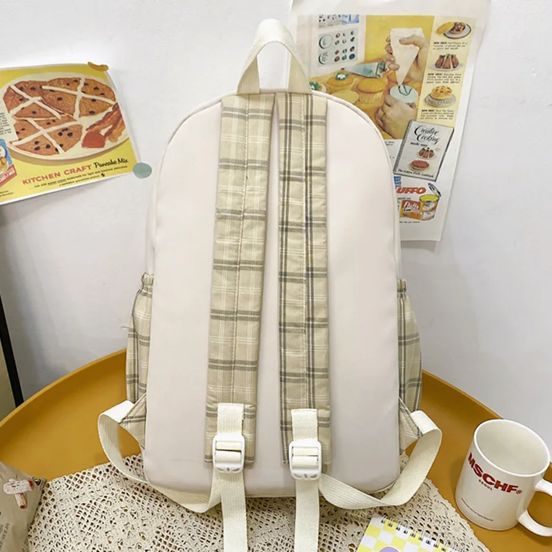 Cute Girls Plaid Backpack Women Large Capacity Simple School Bags for Teens Female Korean Harajuku School Student Bookbag school bag