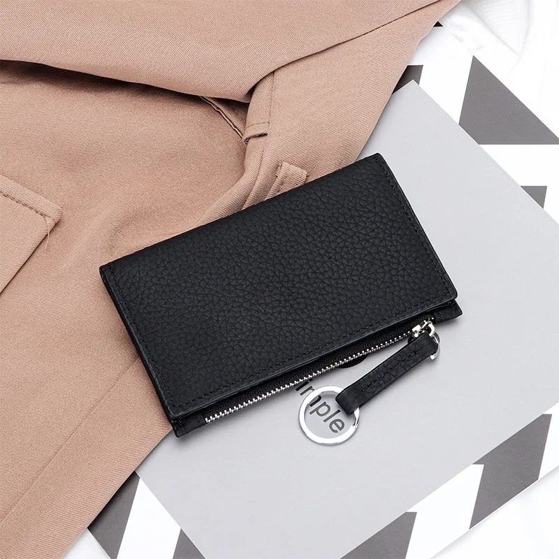 Women's Small Wallet 2023 New Multi Slots Delicate Genuine Leather Credit Card Holder Men's Zipper Change Coin Purse Short Purse