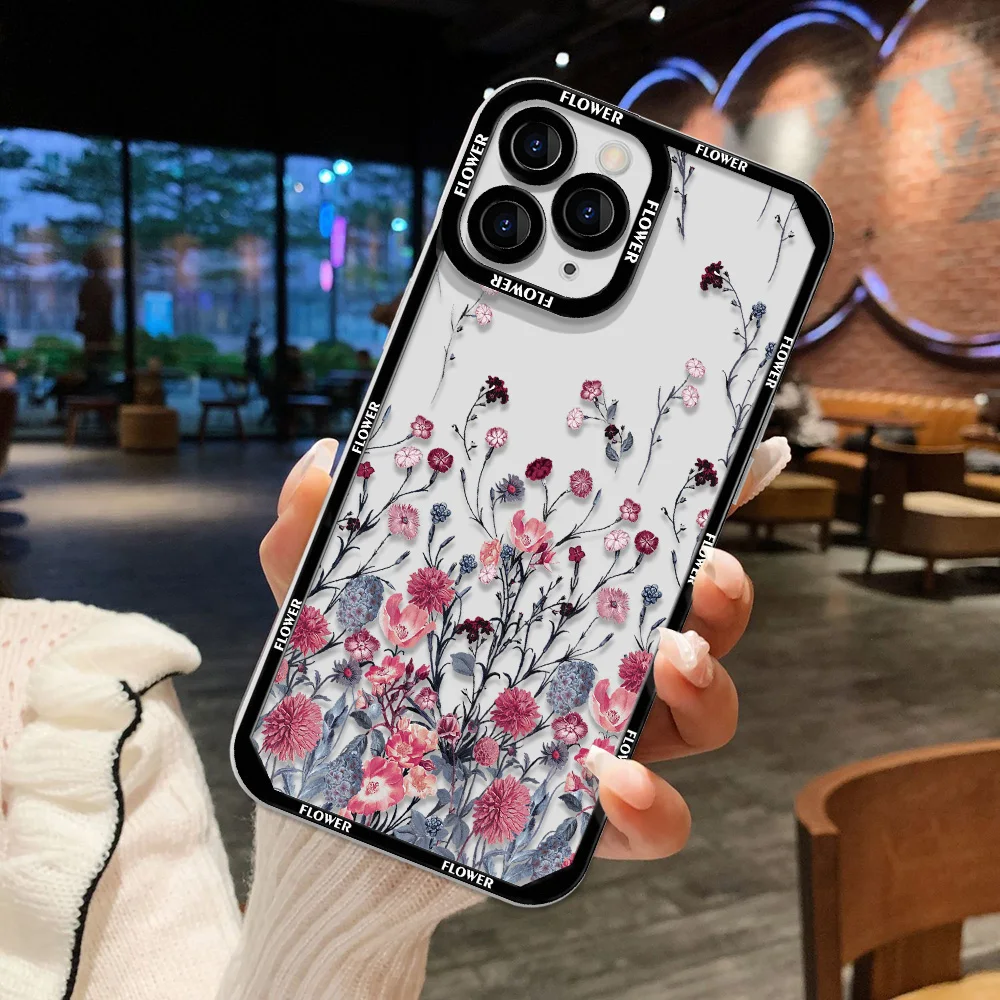 thumbnail image 1 of Funda de teléfono con corazón de amor, carcasa de silicona suave con flores para iPhone 11, 15 Pro, 13, 12, 14 Pro Max, 12 Mini, XR, XS, X, 7, 8 Plus, SE, 1 of 5