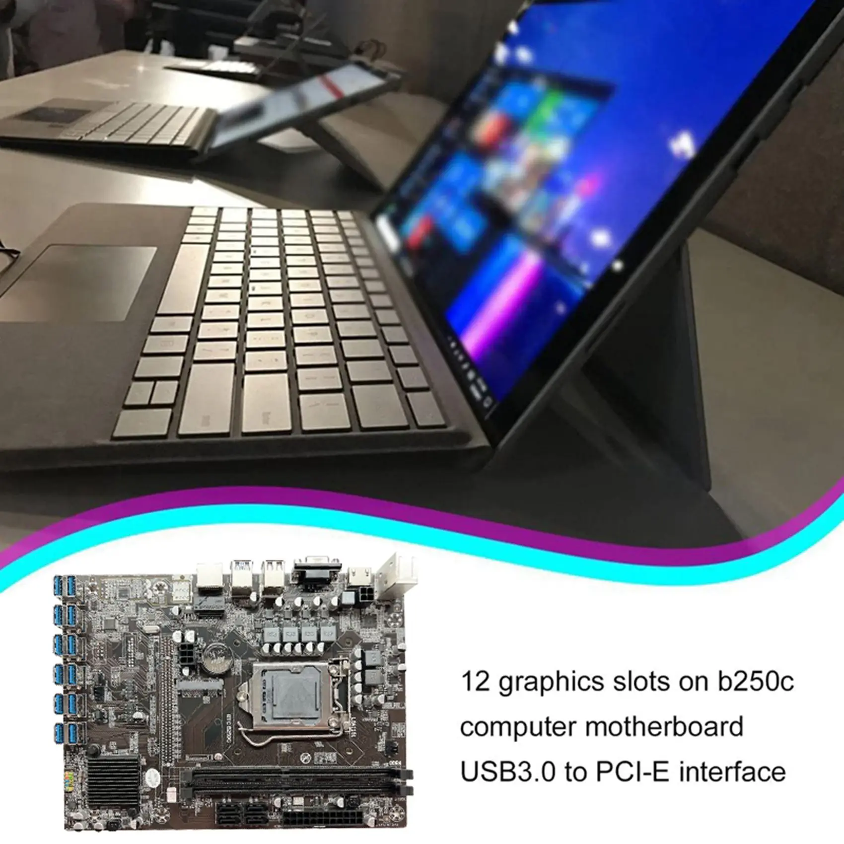 B250C ETH Miner  + G3930 CPU + DDR4 8GB 2133Mhz RAM + 128G SSD +  + SATA ̺ + ġ ̺, 12 PCIE-USB GPU 