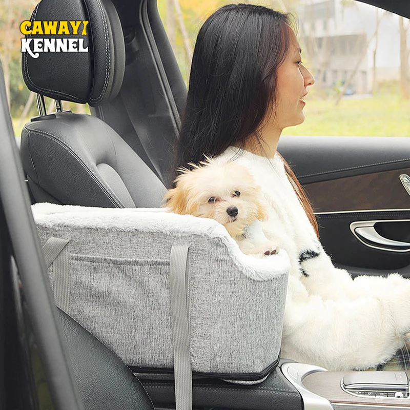 

CAWAYI KENNEL Travel Pet Puppy Dog Car Seat Basket Booster Center Consol Bag Central Control Nonslip Carriers Safe Cats Hammock