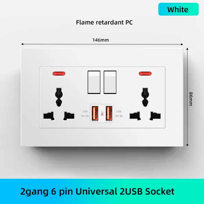 2gang 6pin 2USB