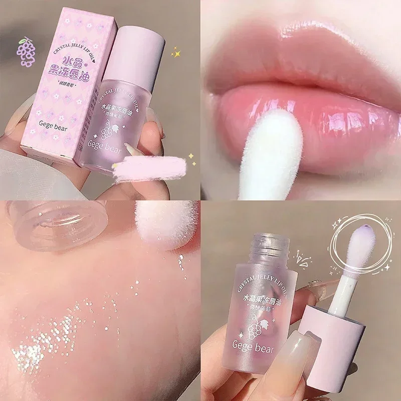 Lip Oil Crystal Jelly Hydrating Plumping Lip Coat For Lipstick Gloss Tinted Clear Plumper Serum Care Fruit Balm