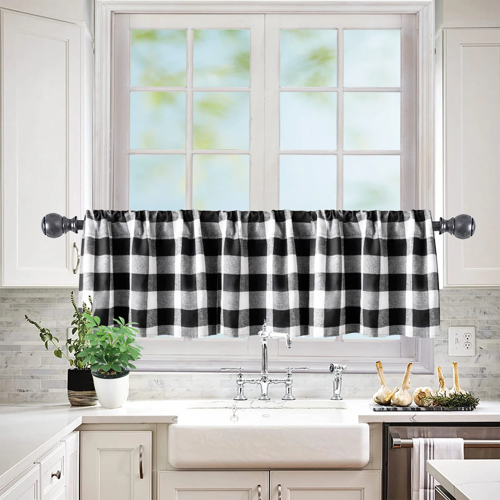 Kitchen Blackout Window Curtains Thermal Plaid Nordic Style Short Curtains Wine Cabinet Door Wardrobe window curtains