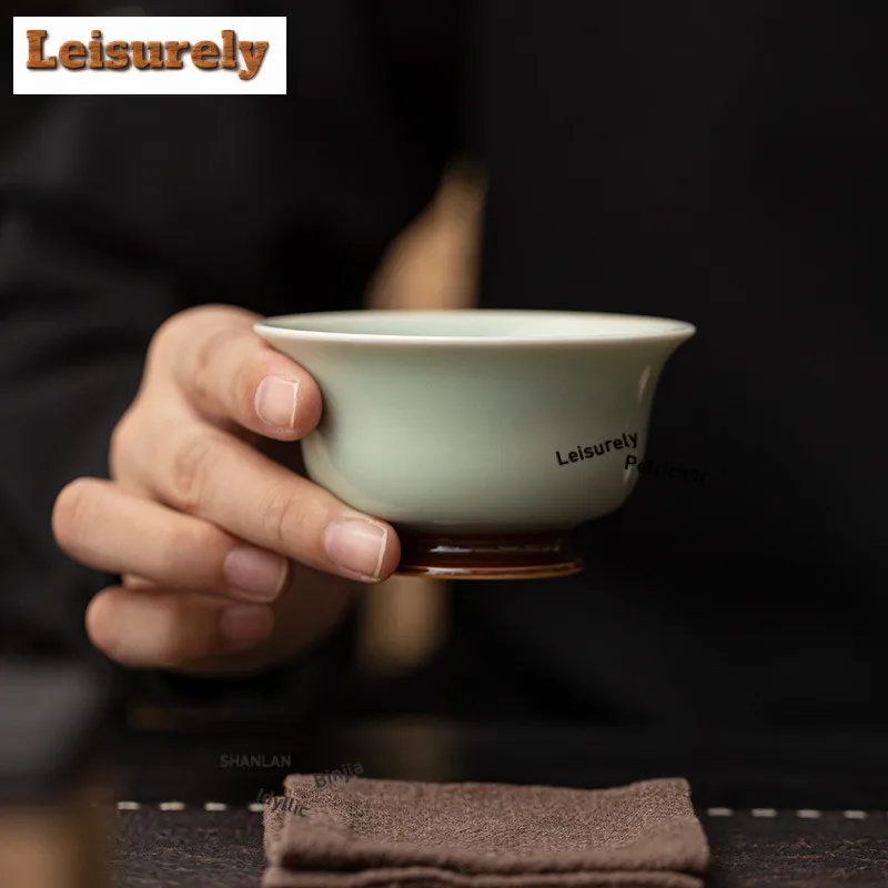 100ML Hand-pulled Ru Kiln Teacup Luxury Tea Bowl Cup for Tea Tea-tasting Fragrance Cup Chazhan Master Cups Teaware Accessories