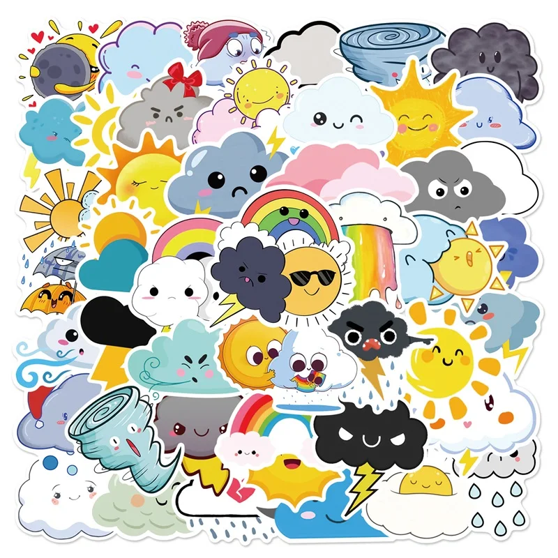 

10/30/50PCS Kawaii Weather Sticker Aesthetic PVC Children's Korean Stationery School Supplies Decoration Scrapbooking for Kids