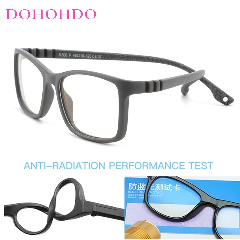 DOHOHDO Children Anti Blue Light Glasses Silicone Kid Boy Girls Ipad Tablet Handphone Gaming Computer Without Graduation Glasses anti blue light glasses