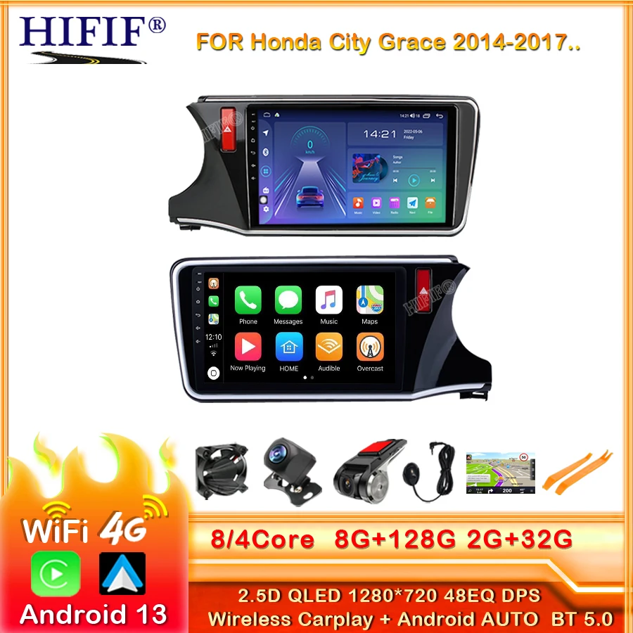 

Android 13 мультимедийный Головной блок для Honda City Grace 2014-2017 LHD автомобильное стерео радио видео GPS Carplay 4G WIFI RDS/DSP Авторадио