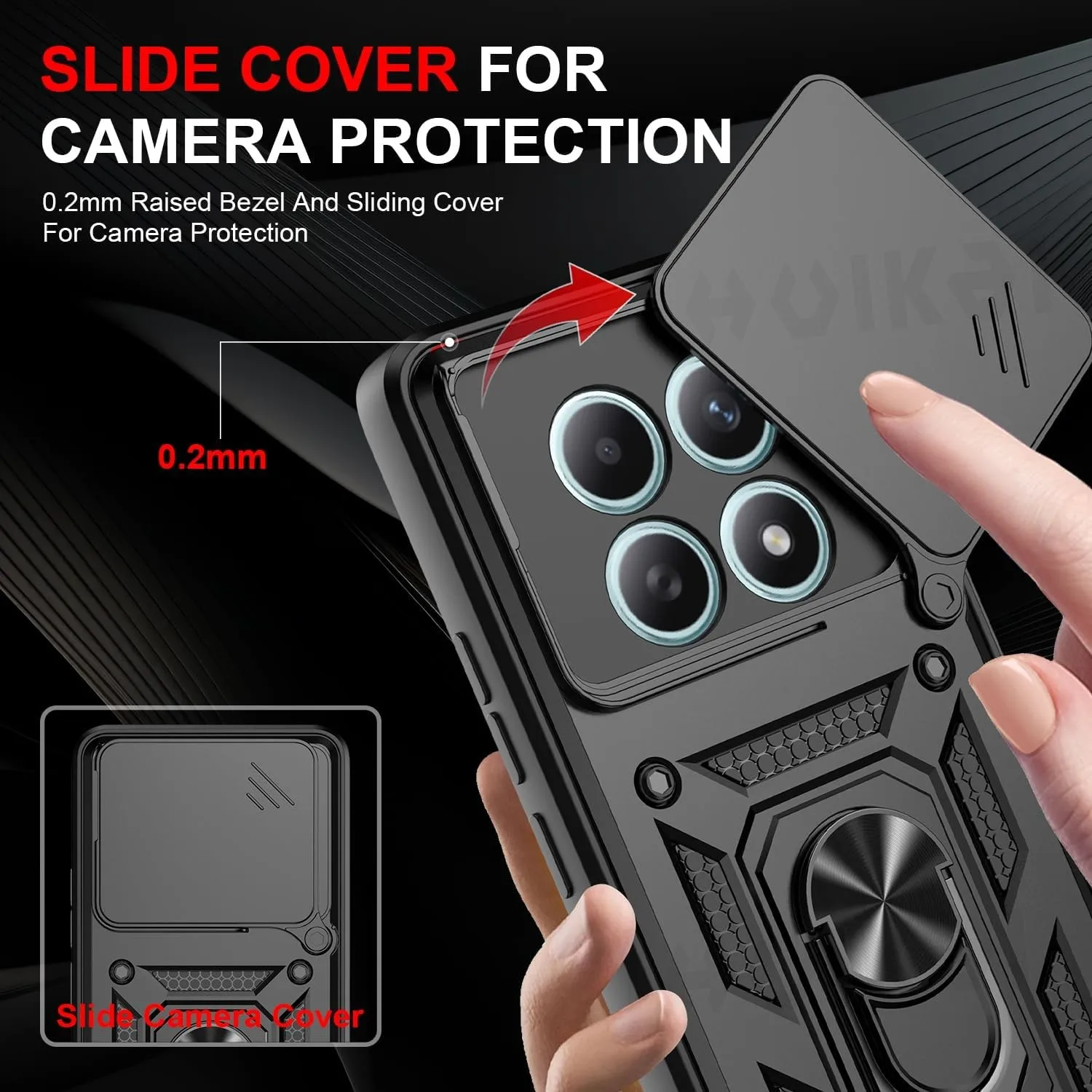 Shockproof Armor PC Hard Cover with Slide Camera Protector