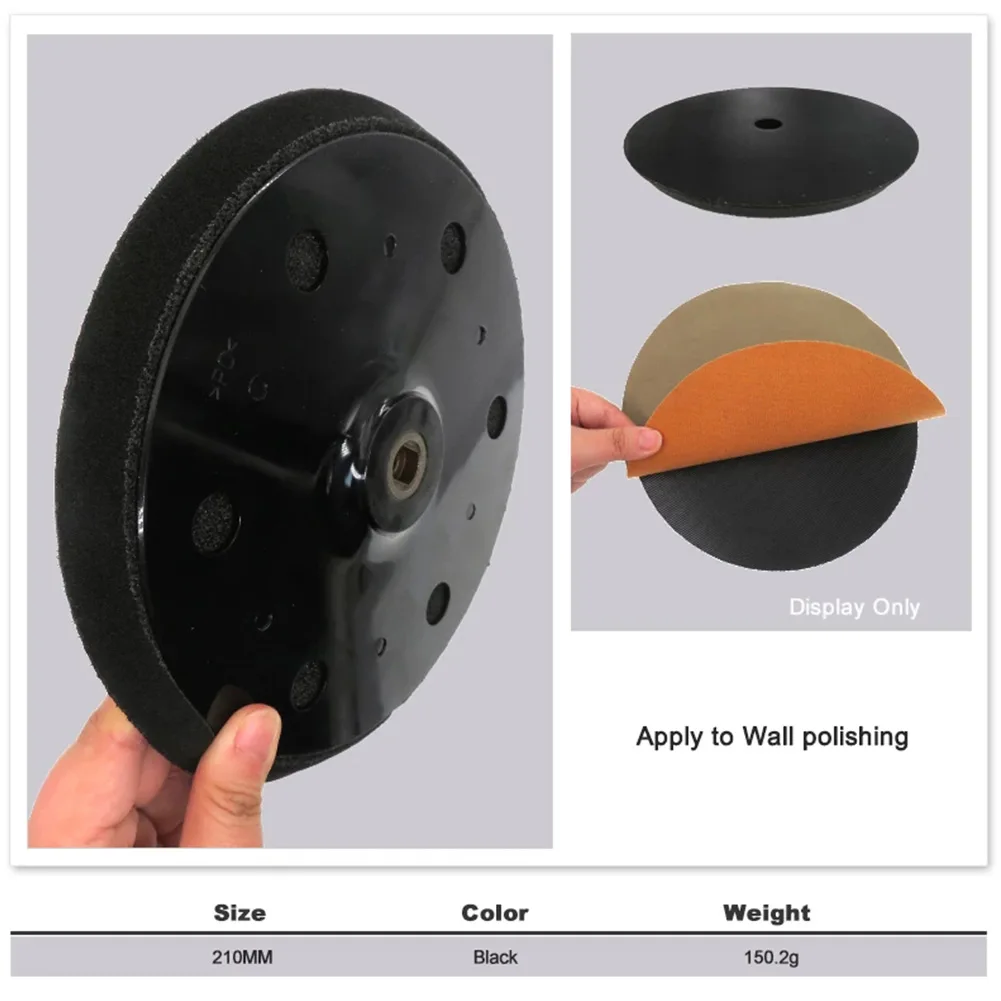 

Wall Polishing Backing Pad 215mm 9In Backing Black For Drywall Sander Hook&loop Non-porous PC Polishing Useful
