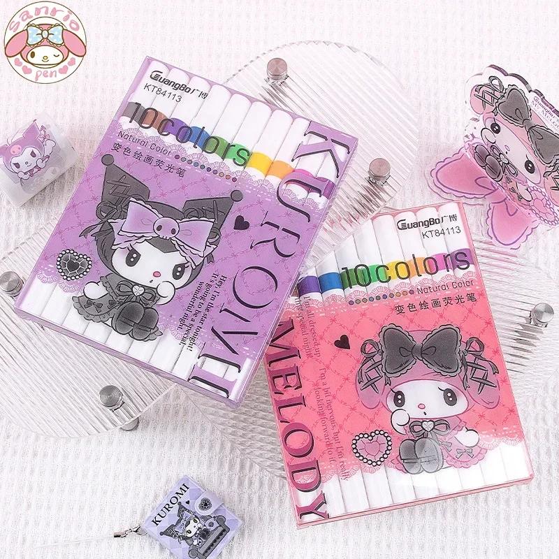 

20 шт., детский разноцветный текстовый маркер Kuromi Melody